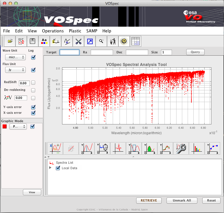 VOSpec with data sent from iSpec