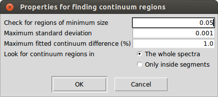 Properties for the automatic mechanism of finding continuum regions