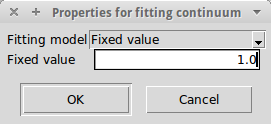 Properties for the fitting of the continuum