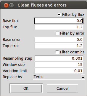 clean fluxes and errors