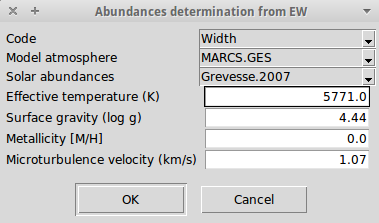 Properties for the chemical abundance determination